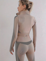 Yoga Workout Set Long Sleeve Jacket & Leggings Suit Women's Activewear