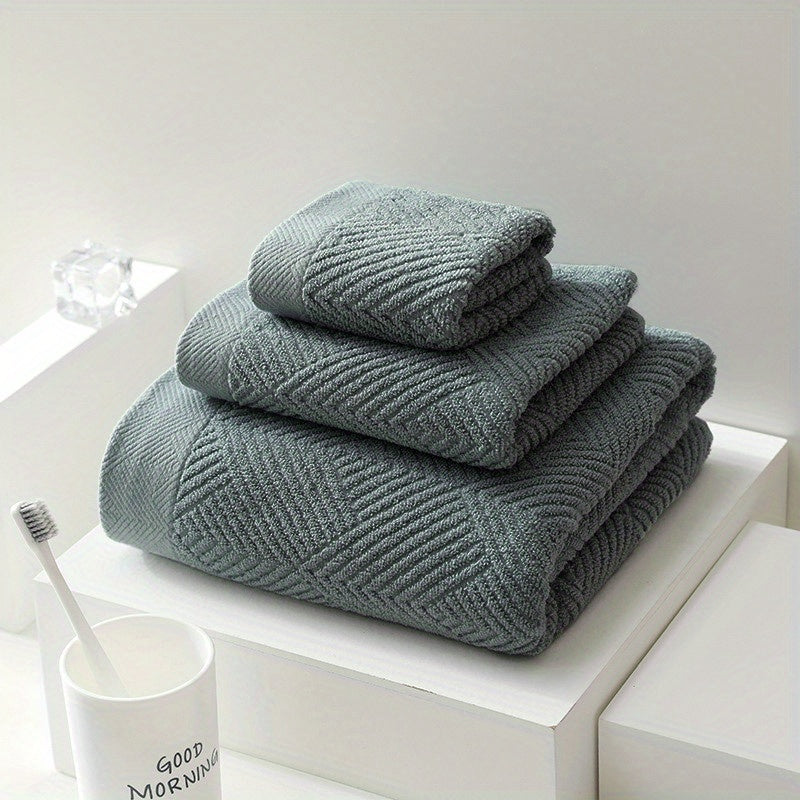 3pc Cotton Towel Set Soft & Absorbent Bathroom Towels