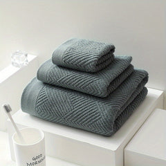3pc Cotton Towel Set Soft & Absorbent Bathroom Towels