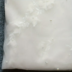 Handcrafted Flower Bridal Veil with Faux Pearls Lightweight