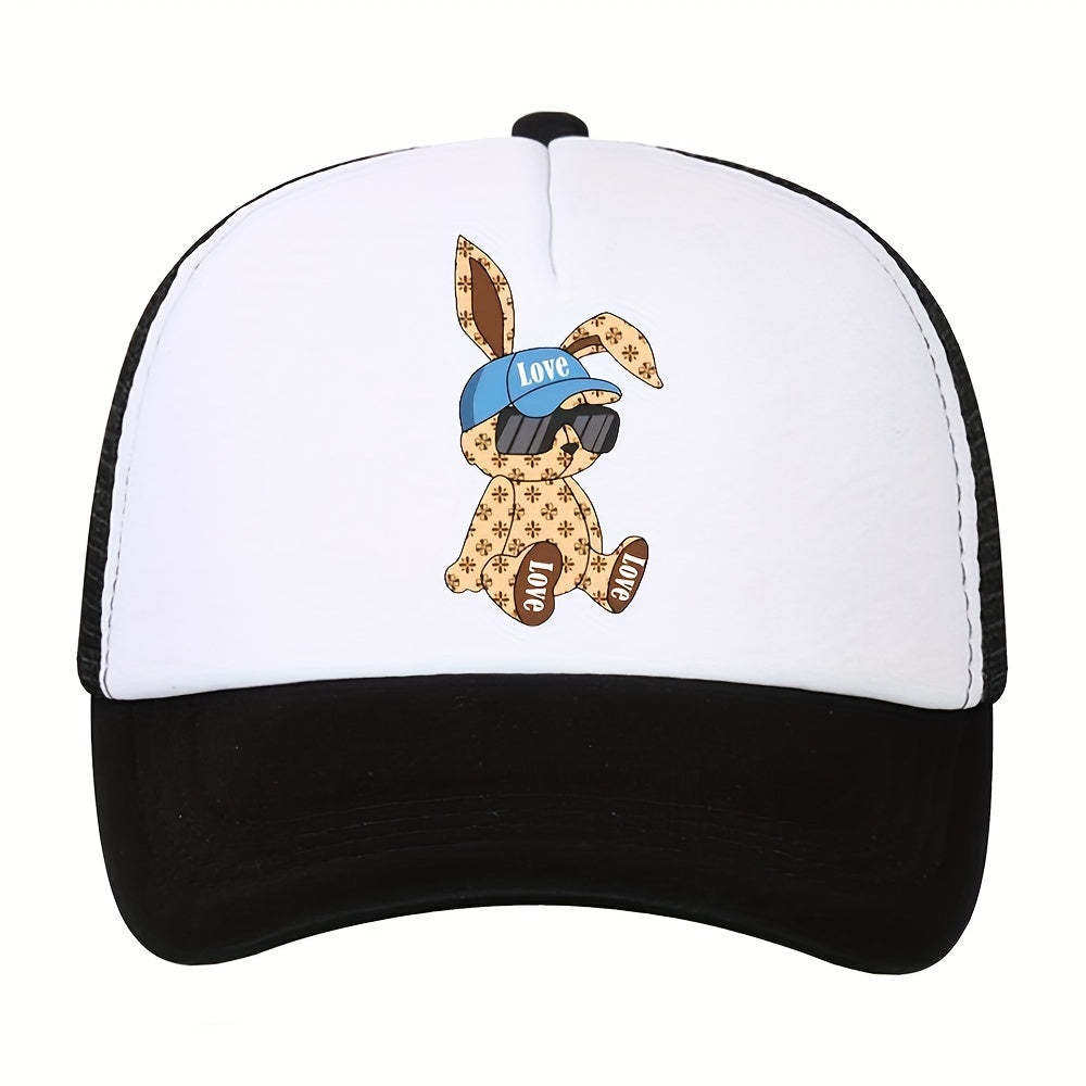 Baseball Mesh Cap Men's Cartoon Bear Print Adjustable Hip hop Hat