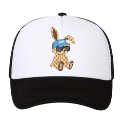 Baseball Mesh Cap Men's Cartoon Bear Print Adjustable Hip hop Hat