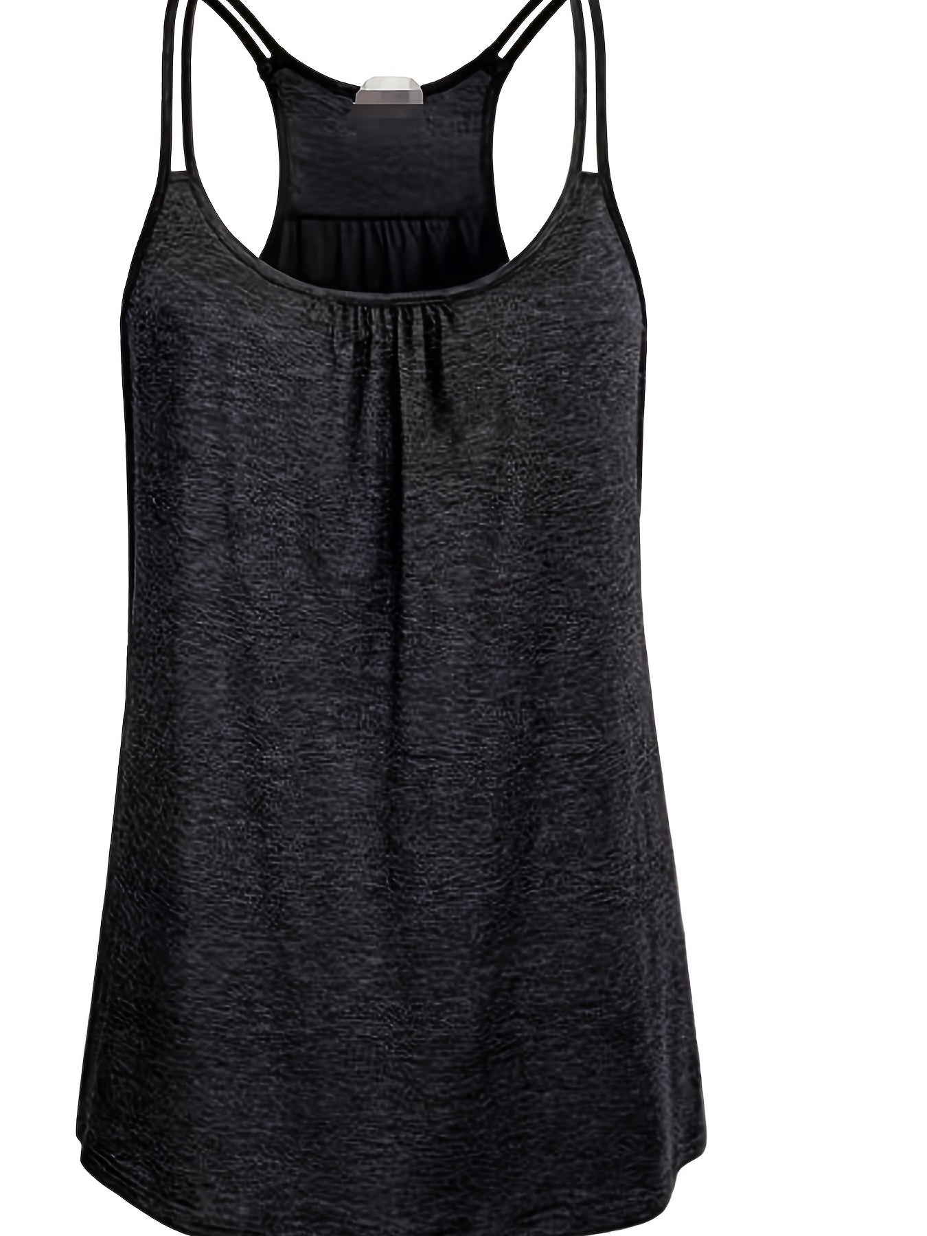 Basic Cami Top Plain Split Strap Round Neck Sports Top