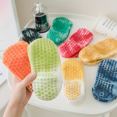 4 Pairs Tie Dye Yoga Short Grip Socks Non-slip Silicone Bottom Comfortable