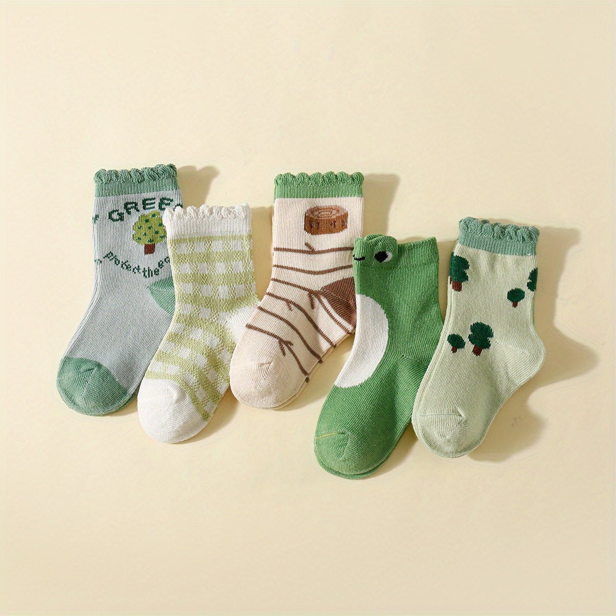 5pairs Baby Boys Kids Animal Plant Pattern Socks Toddler Children's Socks