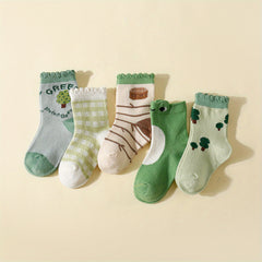 5pairs Baby Boys Kids Animal Plant Pattern Socks Toddler Children's Socks