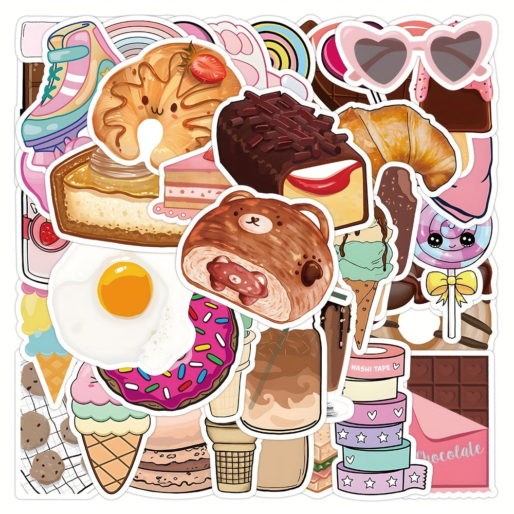 50pcs Dessert Snacks Graffiti Stickers for Suitcases Phone Laptop Helmets