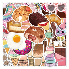 50pcs Dessert Snacks Graffiti Stickers for Suitcases Phone Laptop Helmets