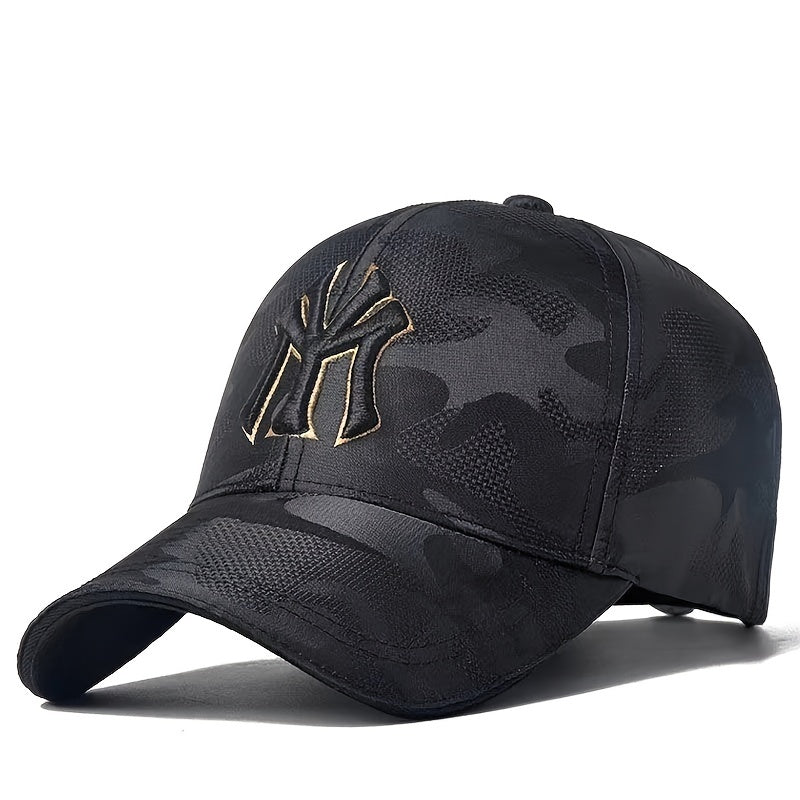 Men's Camo Baseball Cap with Yellow Trim, Unisex Fit