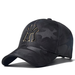 Men's Camo Baseball Cap with Yellow Trim, Unisex Fit