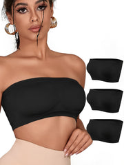 3pcs Strapless Crop Tops Women's Tube Top
