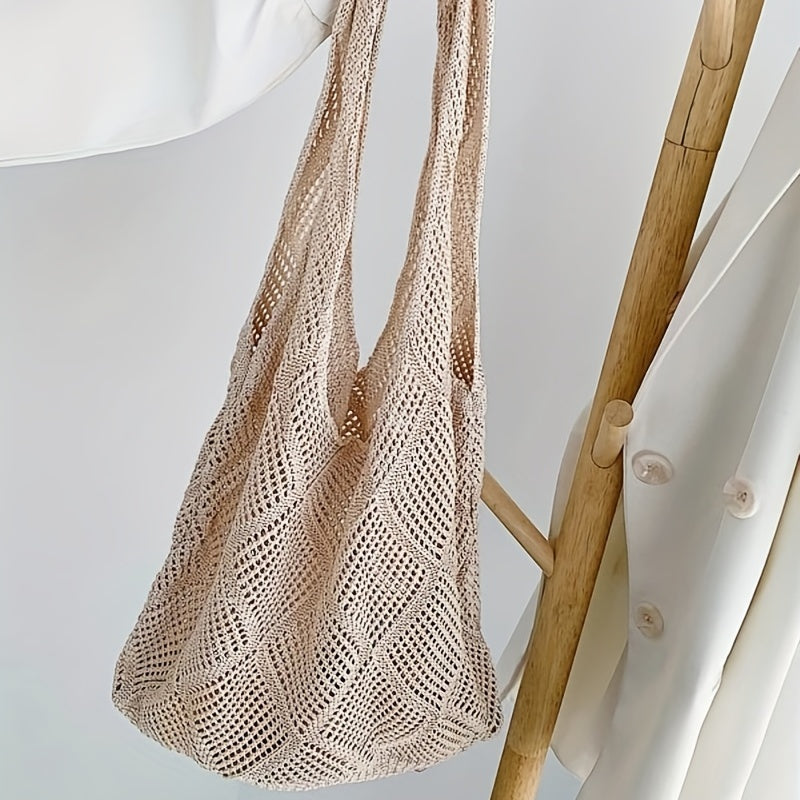 Hollow Out Knitted Handbag Minimalist Tote Bag