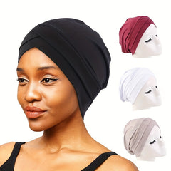 Solid Cross Turban Solid Inner Cap Under Scarf Casual Elastic Head Wrap