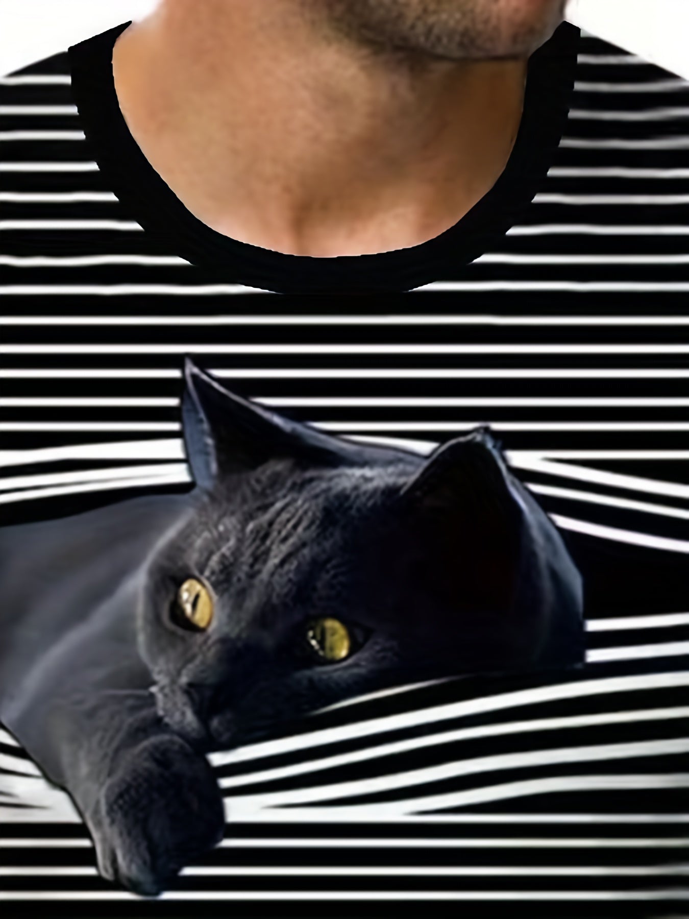 Men's 3D Cat & Blinds Graphic T Shirt Breathable Tee for Outdoor Fun
