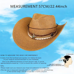Breathable Sunshade Cowboy Hat With Pentagram for Outdoor Camping