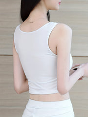Heart Print Crop Tank Top Casual Sleeveless Tank Top