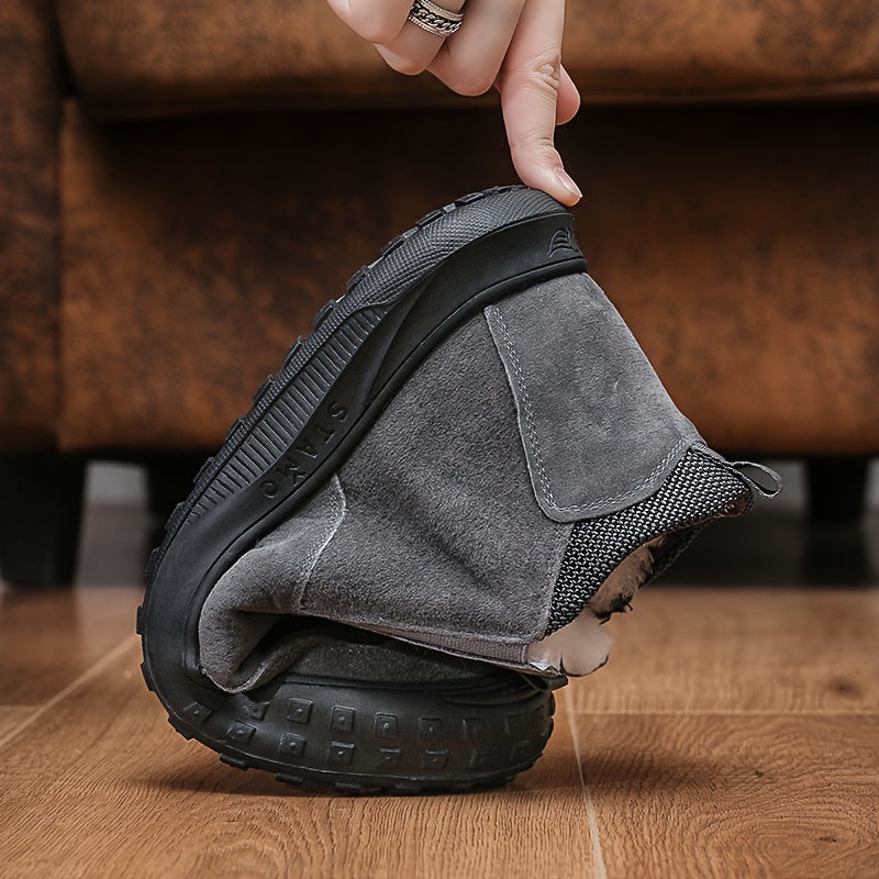 Men's Casual Ankle Boots Lightweight Slip On Walking Shoes with Zippers