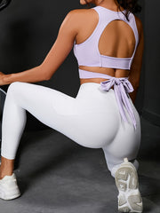 Stylish Purple U Neck Cross Strap Yoga Tank Top