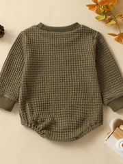 Baby Boys Waffle Long Sleeve Romper