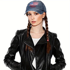 American Flag Embroidery Baseball Cap Washed Distressed Unisex Dad Hats