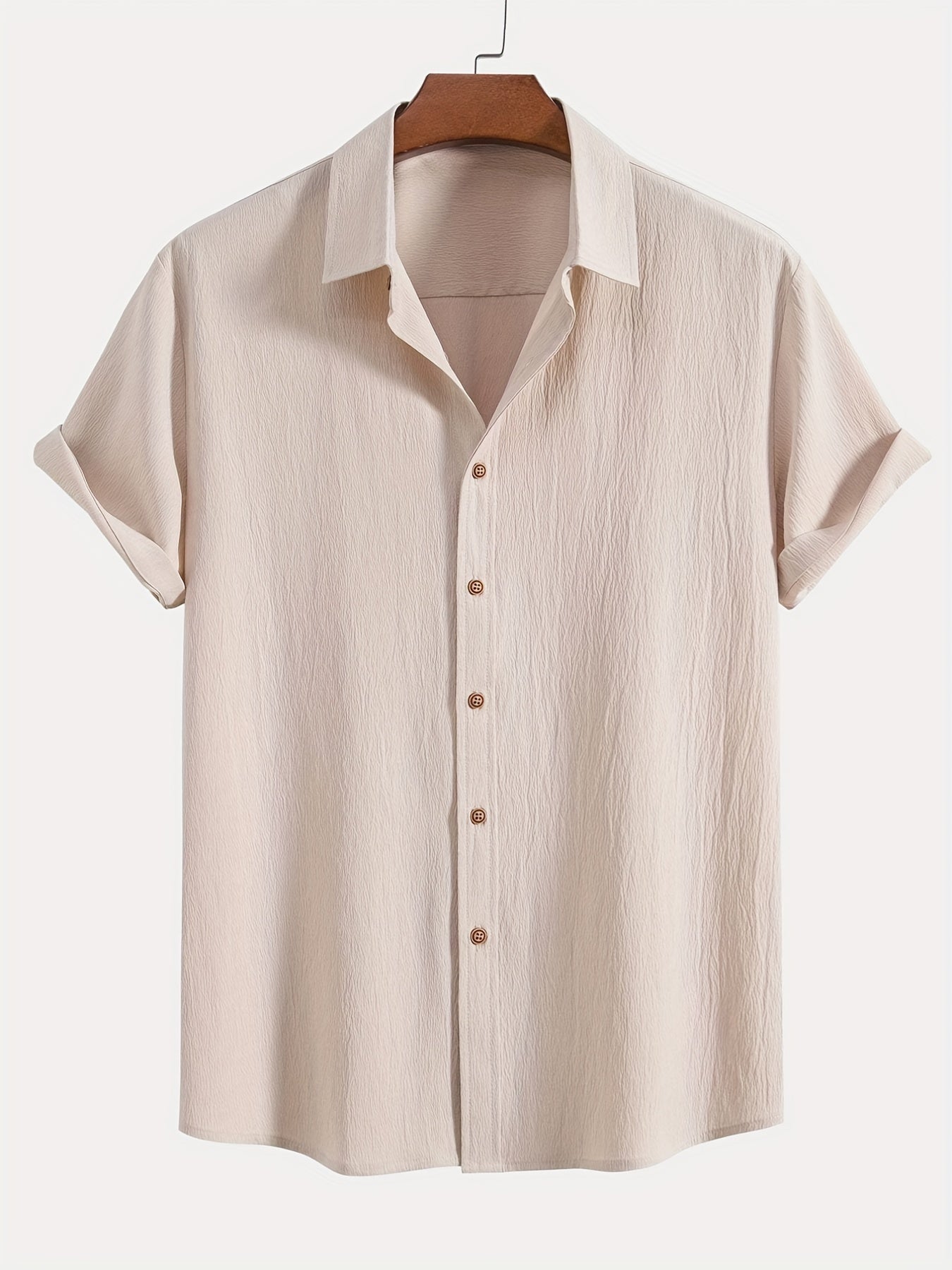 Men's Solid Lapel Short Sleeve Business Shirt