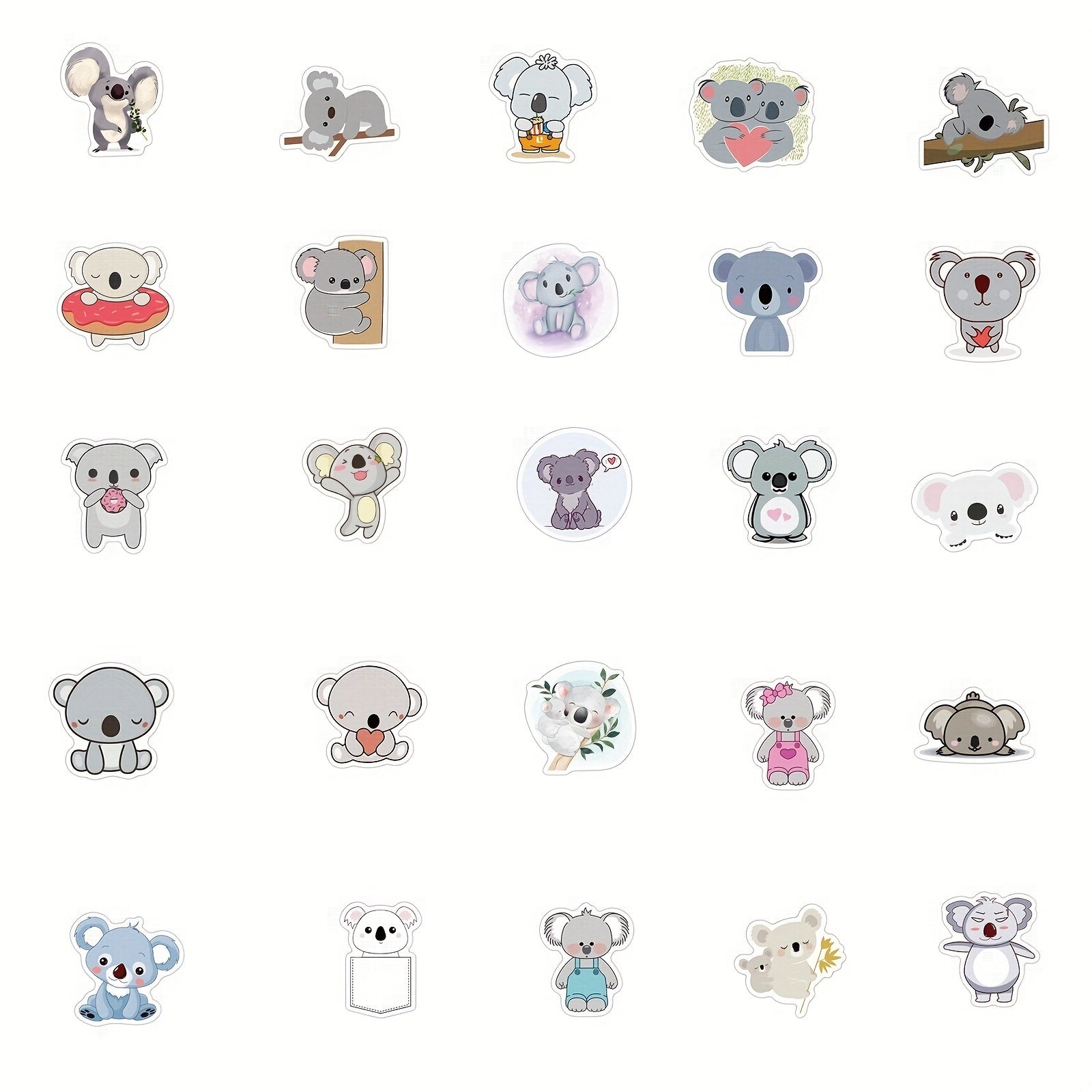 50pcs Koala Sticker Waterproof Vinyl Sticker Pack for Boys & Girls
