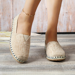 Women's Canvas Slip On Flat Shoes Soft Sole Comfy Walking Flats