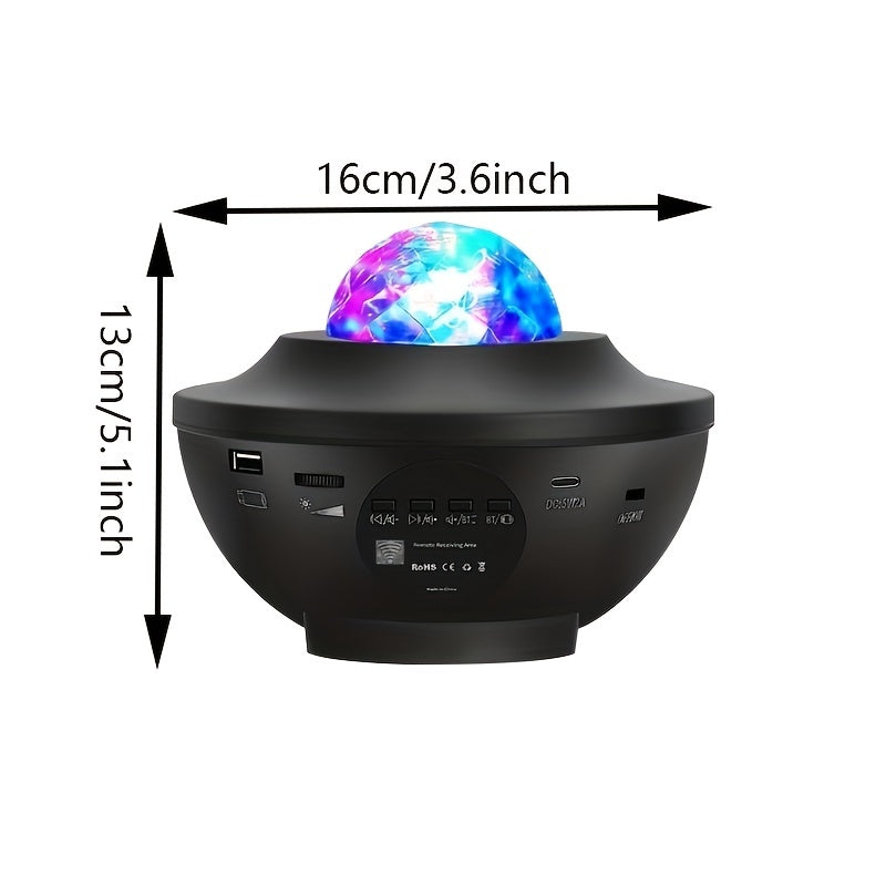Galaxy Star Projector Night Light Voice Control 4 In 1 Ocean Wave Galaxy & Star