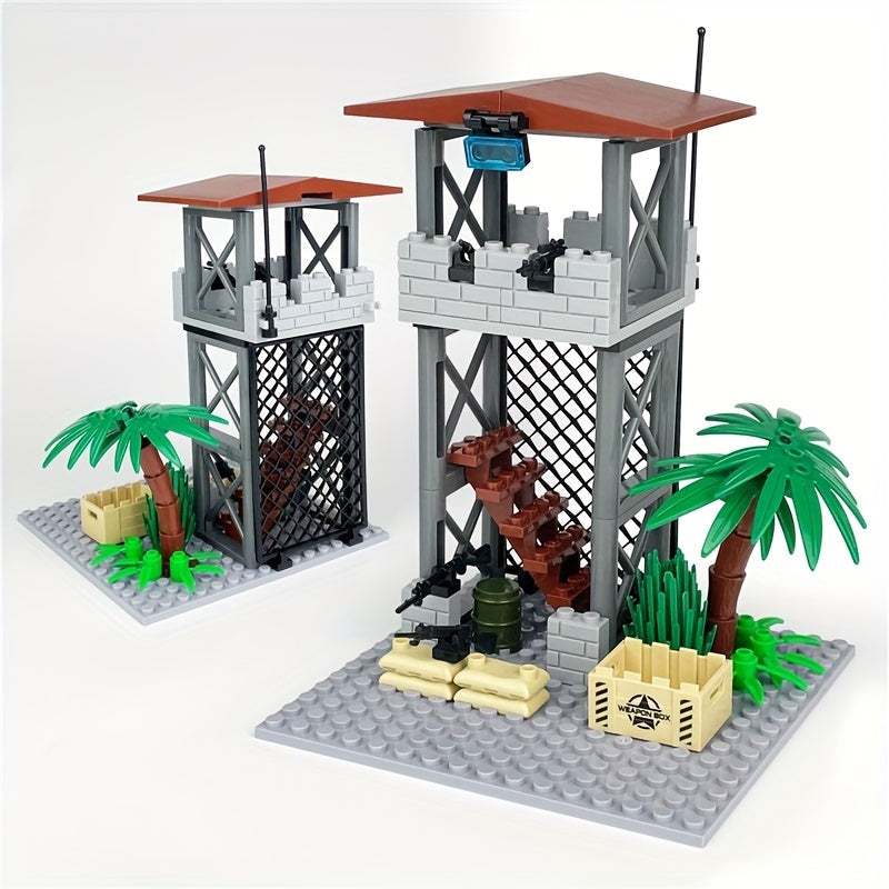City Military Guard Tower Building Blocks Field Command Post Toys