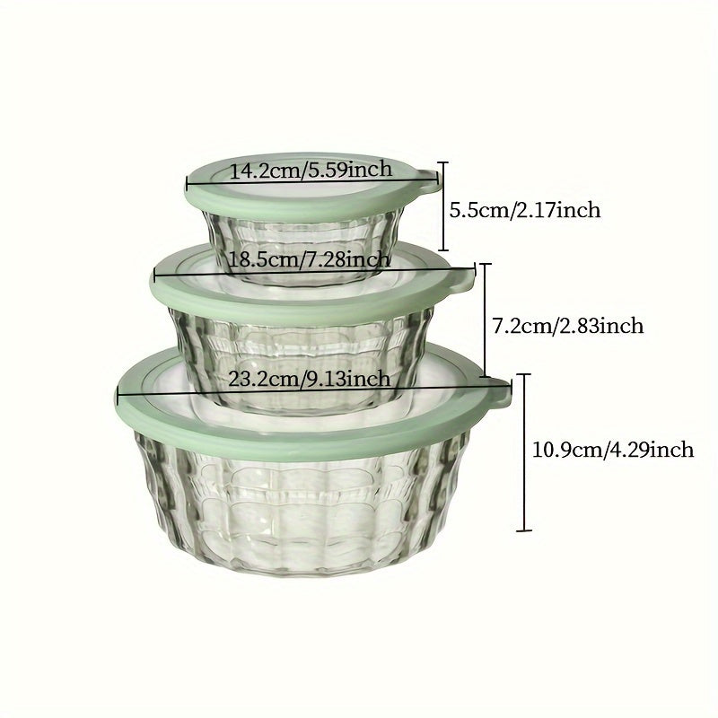 3pcs Round Colored Candy Jar Storage Box Fruit Salad Bowl