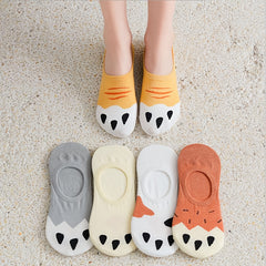 5 Pairs Women's Non Slip Cat Claw Ankle Socks Low Cut Cotton Stockings