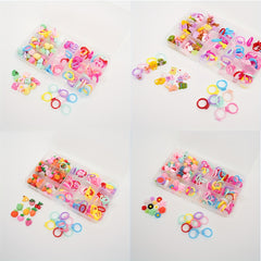 DIY Cartoon Flower Animal Fruit Series Ring Jewelry Gift For Girls Kids