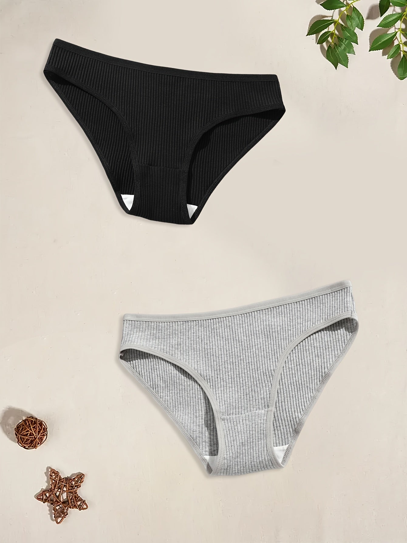 8pcs Ribbed Briefs Stretchy Intimates Panties Women's Lingerie