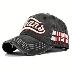 Letter Embroidered Vintage Baseball Cap Distressed Unisex Dad Hat