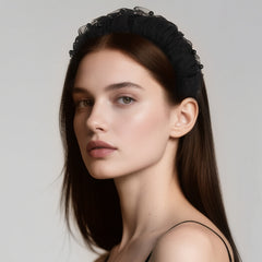 Women's Tulle Headband with Faux Pearl Bridal Veil Hair Accessory
