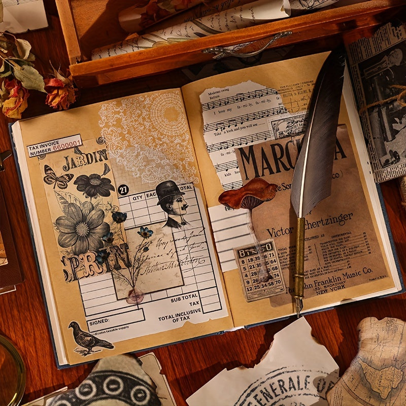 26 Vintage Scrapbook Paper Map Newspaper Pattern Journaling Supplies Kit