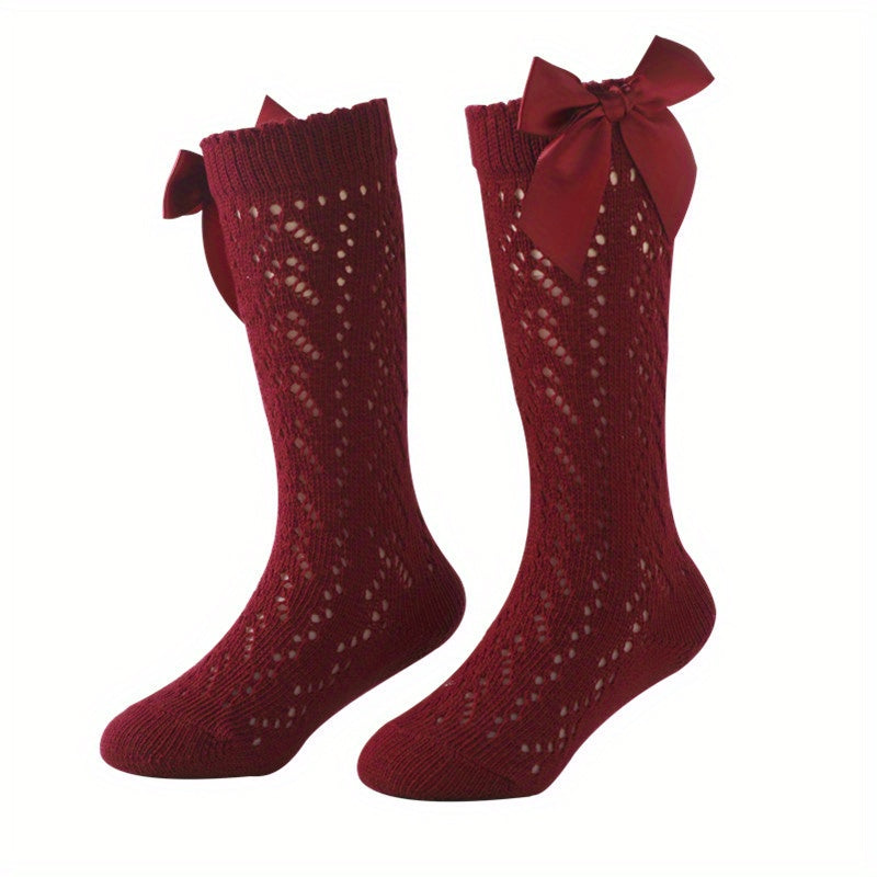 Girls Knit Bow Socks High Socks Autumn Spring Accessories