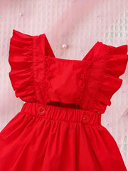 Baby Girls Ruffle Sleeveless Overall Dress Summer Vacation Party Skirt Romper