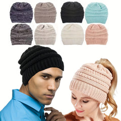 Warm Ponytail Knitted Hat for Winter