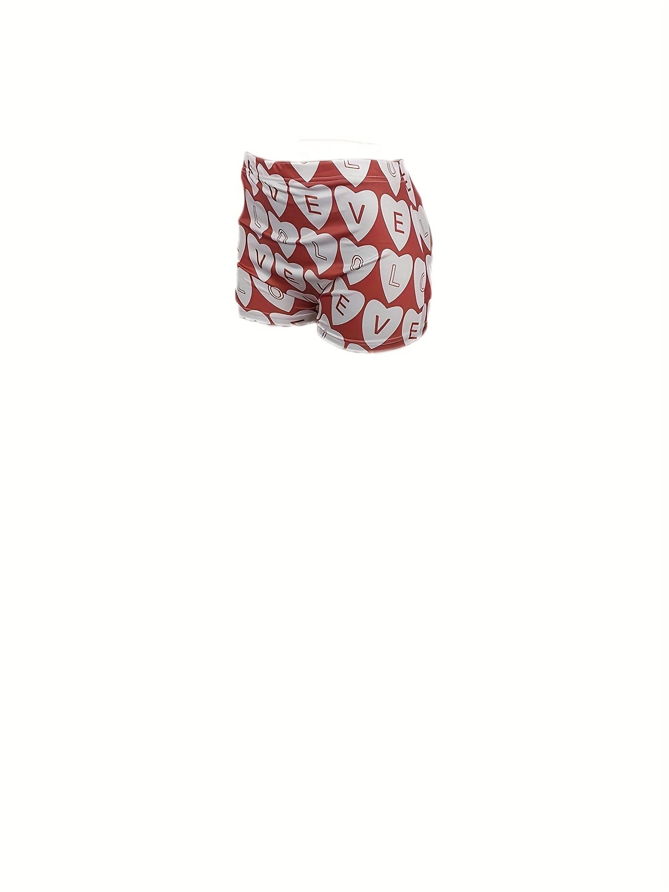 Heart & Letter Print Skinny Shorts Casual Shorts For Spring & Summer