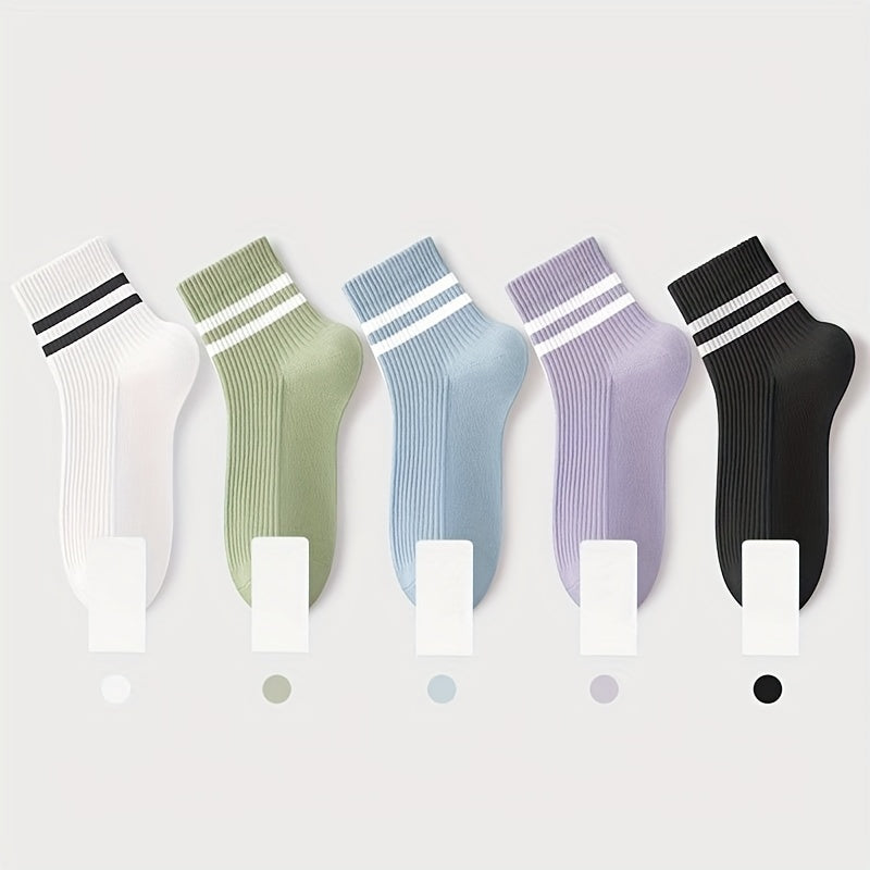 9 Pairs Striped Short Socks Soft & Lightweight Women's Stockings