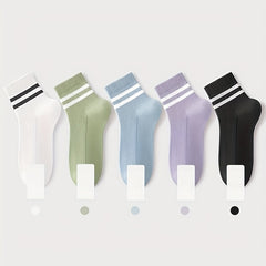 9 Pairs Striped Short Socks Soft & Lightweight Women's Stockings
