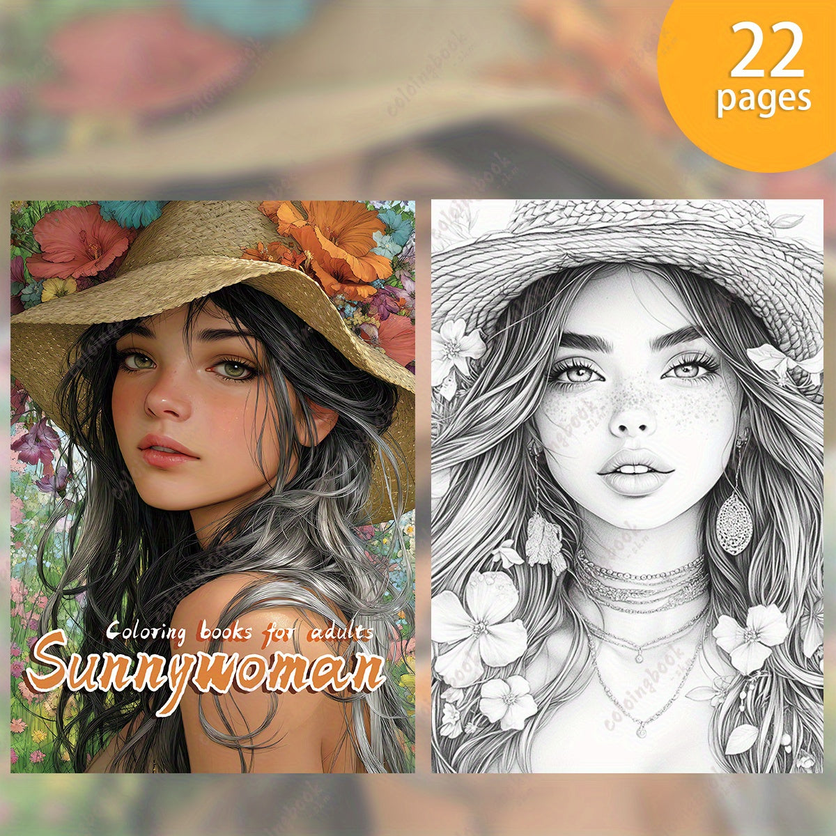 HQY Sunshine Woman Painting Coloring Book for Adults