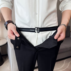 Men'S Anti Slip Elastic Waistband Adjustable Buckle Mesh Fabric Business Casual