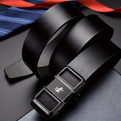 Men's PU Leather Belt with Automatic Buckle for Casual Jeans Suit Pants