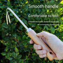 1pc V Shaped Weeding Tool for Garden with Wooden Handle