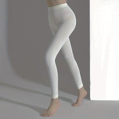 Solid Cropped Stockings Elastic High Waist Footless Pantyhose Women's