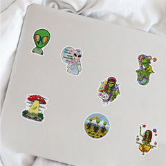 50 Alien PVC Graffiti Cartoon Waterproof Stickers for Phone Luggage Notebook