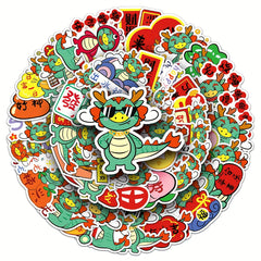 50pcs Dragon Year Cartoon Dragon Animal Print Graffiti Stickers