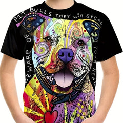 Boy's Totem Dog Graphic T shirt Casual 3D Print Tee